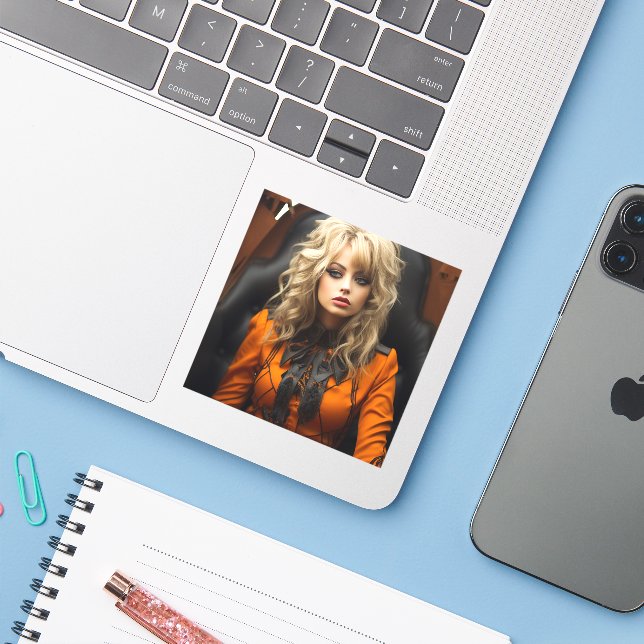 Ai Lady Aufkleber (Laptop mit iPhone)