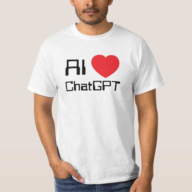 AI love Chat GPT red heart funny black text T-Shirt (Vorderseite)