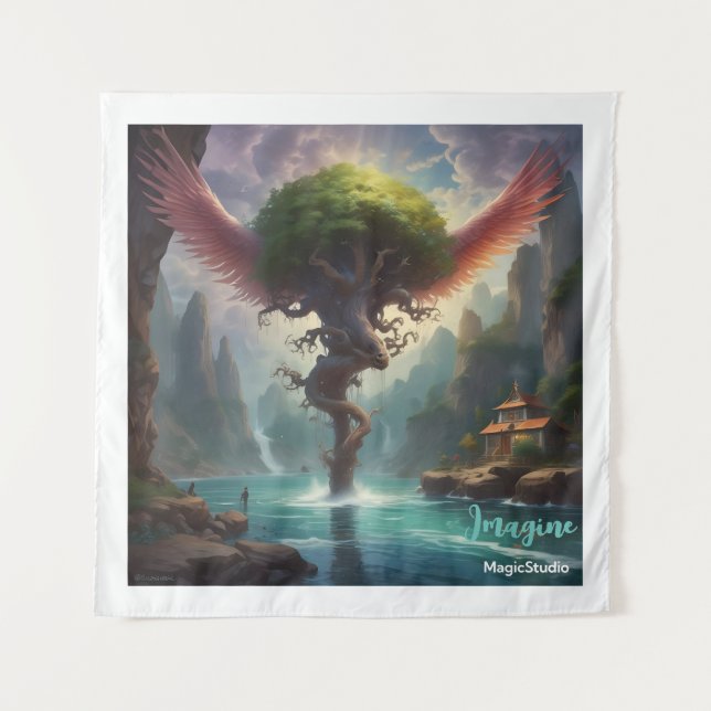 AI Magical World Imagine Tapestes Wandteppich (Vorderseite)