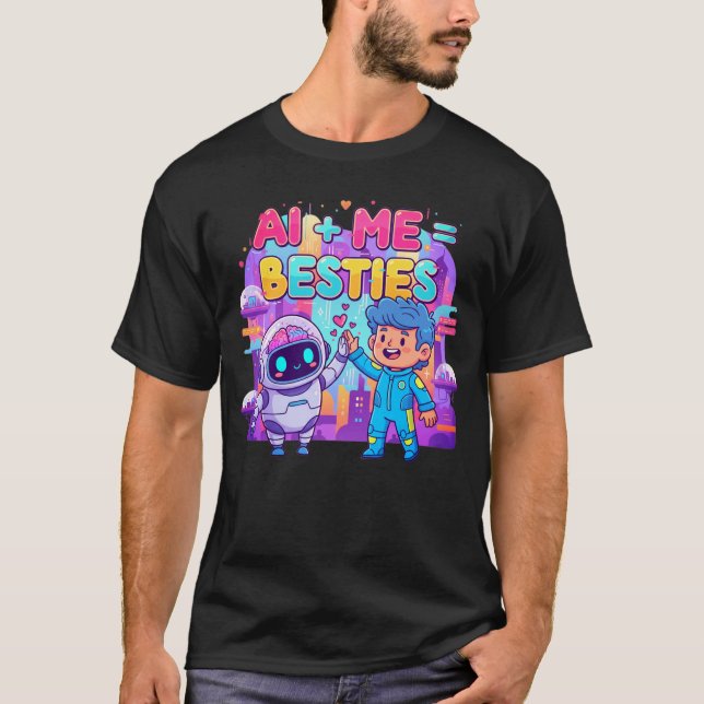 AI + Me = Besties Funny AI T-Shirt (Vorderseite)