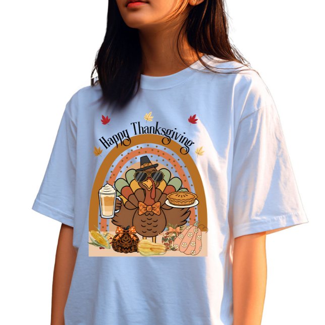 AI Mix Art Rainbow Erntedank Stylish Turkey T-Shirt (Von Creator hochgeladen)