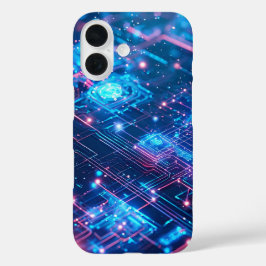 AI Neon-Raster iPhone 16 Hülle