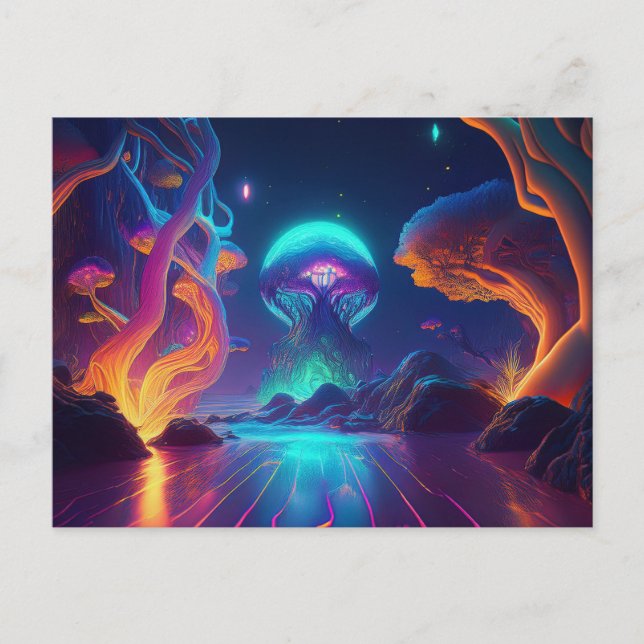 AI Neon Trees Postkarte (Vorderseite)