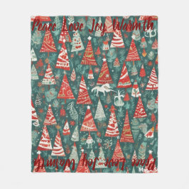 AI Peace Liebe Joy Warmth Christmas Tree Blanket Fleecedecke