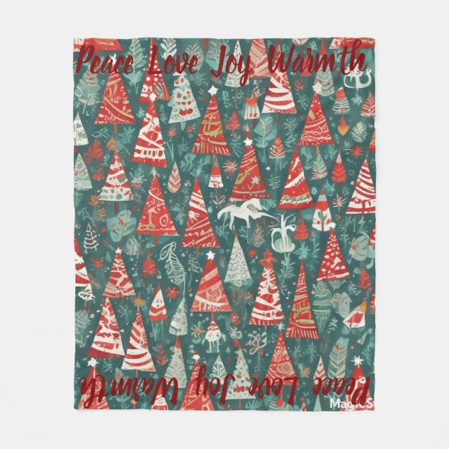 AI Peace Liebe Joy Warmth Christmas Tree Blanket Fleecedecke (Vorderseite)