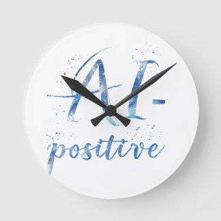 AI-positive Textart Runde Wanduhr
