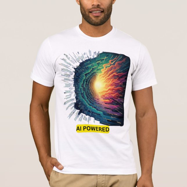 AI Powered - Futuristic Tech Design T-Shirt (Vorderseite)