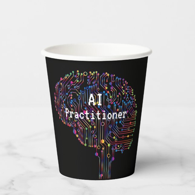 AI Practitioner für künstliche Intelligenz Tech Pappbecher (Vorderseite)