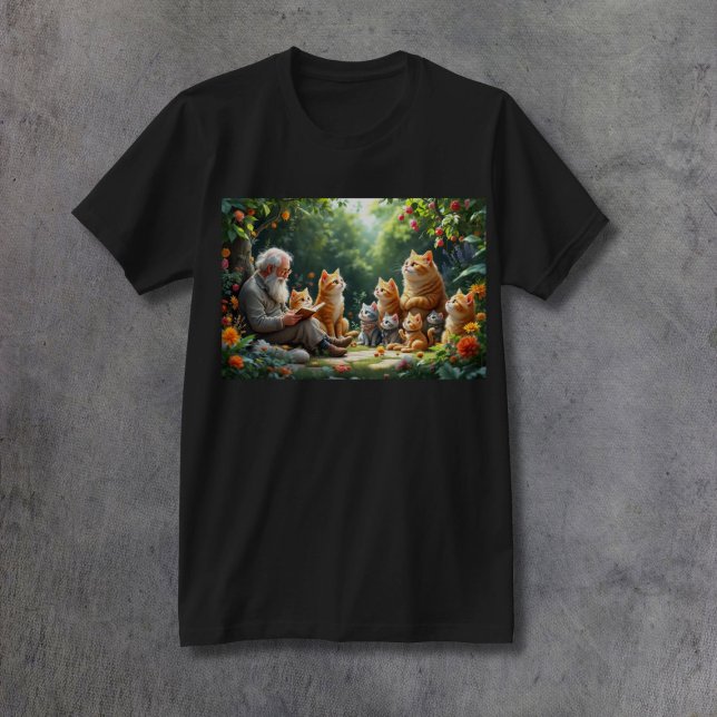 Ai Reading to Cats Happy Retirement Fantasy T-Shirt (Von Creator hochgeladen)