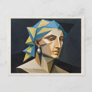 AI-Remix-Kunstwerk Kubismus Frau Postkarte
