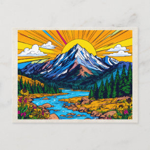 AI-Remix-Kunstwerk Pop-Art-Berge Postkarte