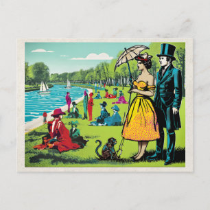 AI-Remix-Kunstwerk Pop-Art-Landschaft Postkarte