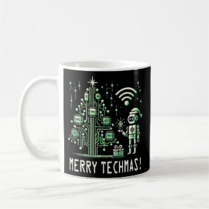 AI Robot mit Tech Christmas Tree - Merry Techmas Kaffeetasse