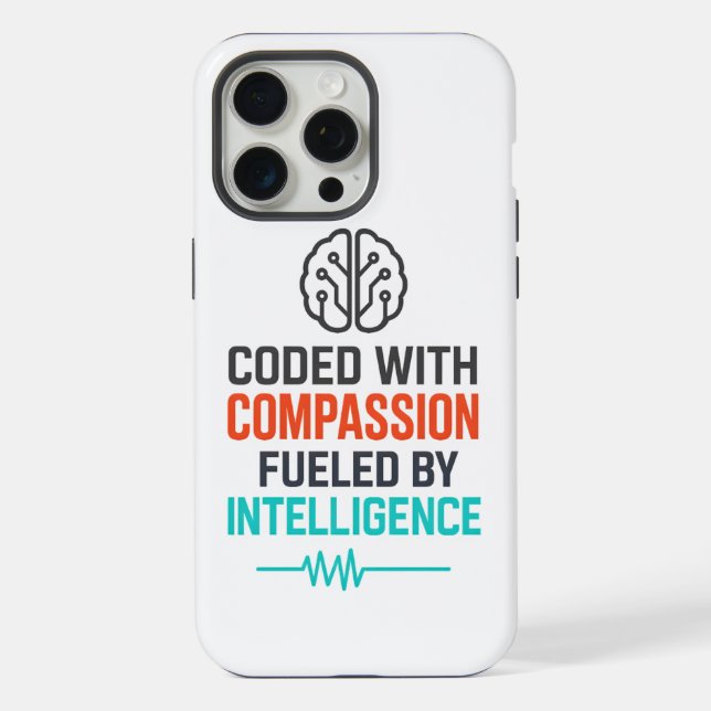 AI-Slogan - Codiert mit Mitgefühl iPhone Hülle (Rückseite)