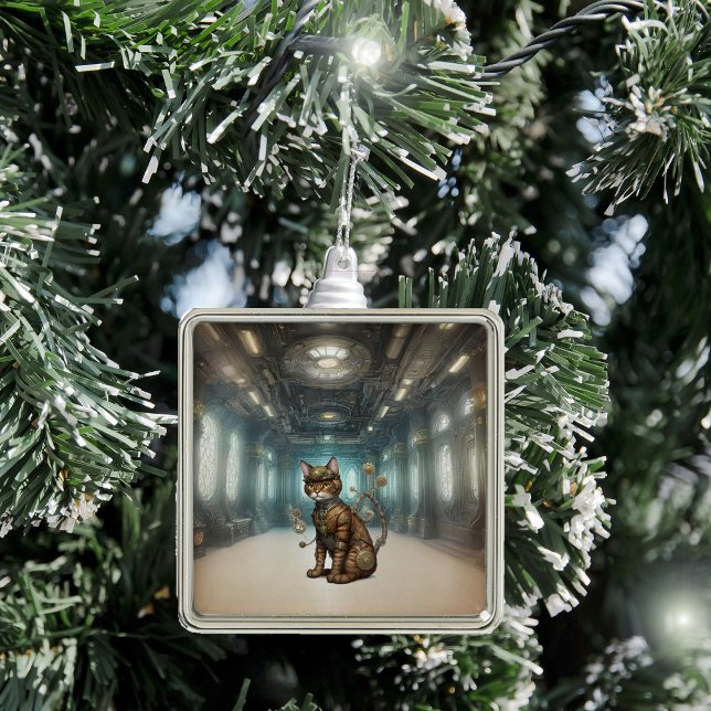 AI Steampunk Cat Ornament Aus Metall (Von Creator hochgeladen)