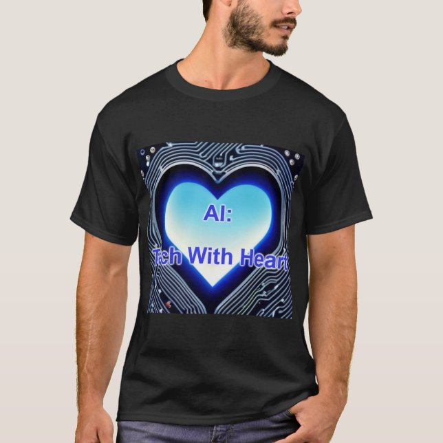 AI: Tech with Heart Men's Black T-Shirt (Vorderseite)