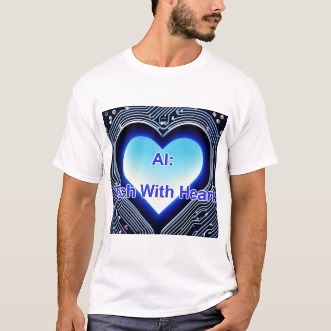 AI: Tech with Heart Men's White T-Shirt (Vorderseite)