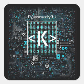 Ai - Technologie - Coding Monogram - Letter K Quadratischer Aufkleber