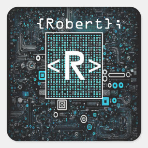 Ai - Technologie - Coding Monogram - Letter R Quadratischer Aufkleber
