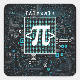 Ai - Technologie - Coding Monogram - Pi Symbol Quadratischer Aufkleber