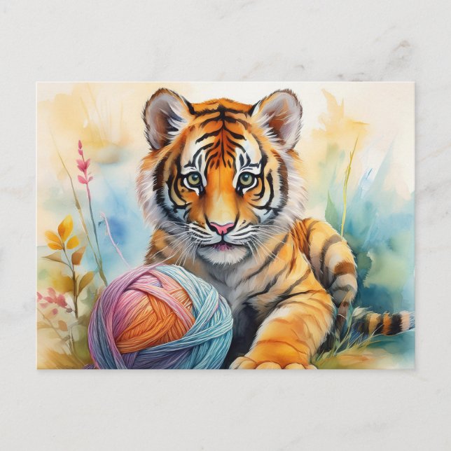 AI Tiger Ball Postkarte (Vorderseite)