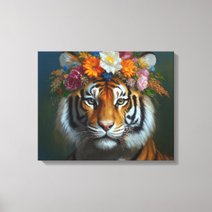 AI Tiger mit Blume Leinwanddruck