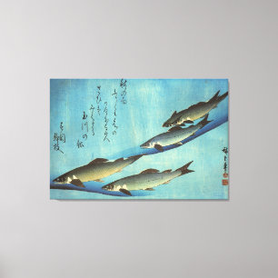 Ai (Trout) - Hiroshige Farbe Japanischer Fisch Pri Leinwanddruck