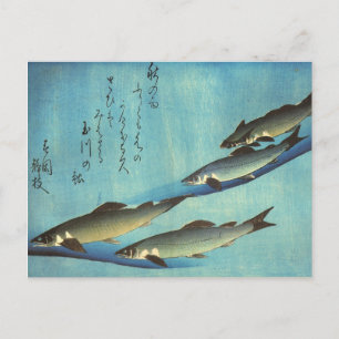Ai (Trout) - Hiroshige Farbe Japanischer Fisch Pri Postkarte