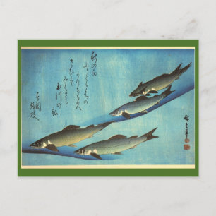 Ai (Trout) - Hiroshige Farbe Japanischer Fisch Pri Postkarte