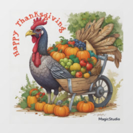 AI Turkey & Wheelbarrow Erntedank Window Decal Fensteraufkleber