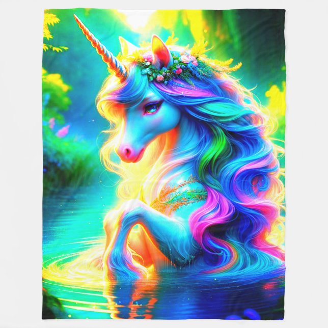 AI Unicorn Fleecedecke (Vorderseite)