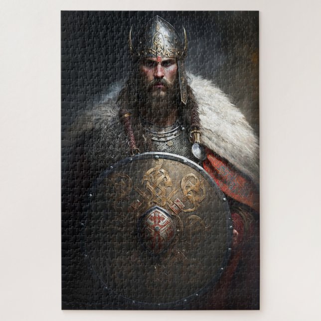 AI Viking Warrior Holding Shield Puzzle (Vertikal)