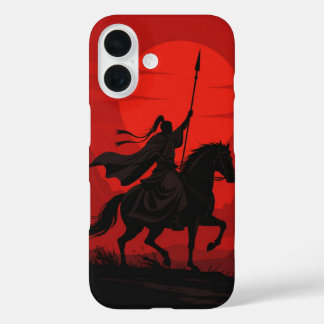 AI Warrior iPhone Cover – Epic Red Sun Silhouette 