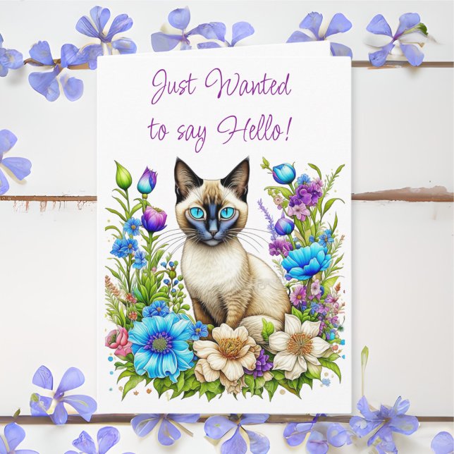 Ai Watercolor Siamese Cat in Blume Karte (Von Creator hochgeladen)