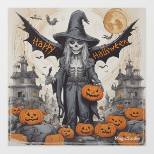 AI Winged Skeleton Halloween Window Cling Decal Fensteraufkleber