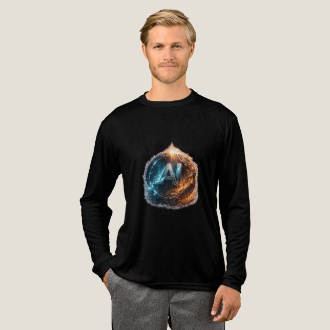 AI-Zukunft – Tech-Evolution vs. Kollaps-Logo Tri-Blend Shirt (Volle Vorderseite)