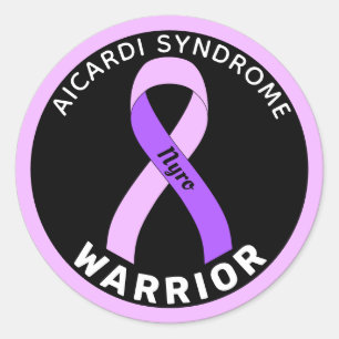 Aicardi-Syndrom Warrior Ribbon Black Runder Aufkleber