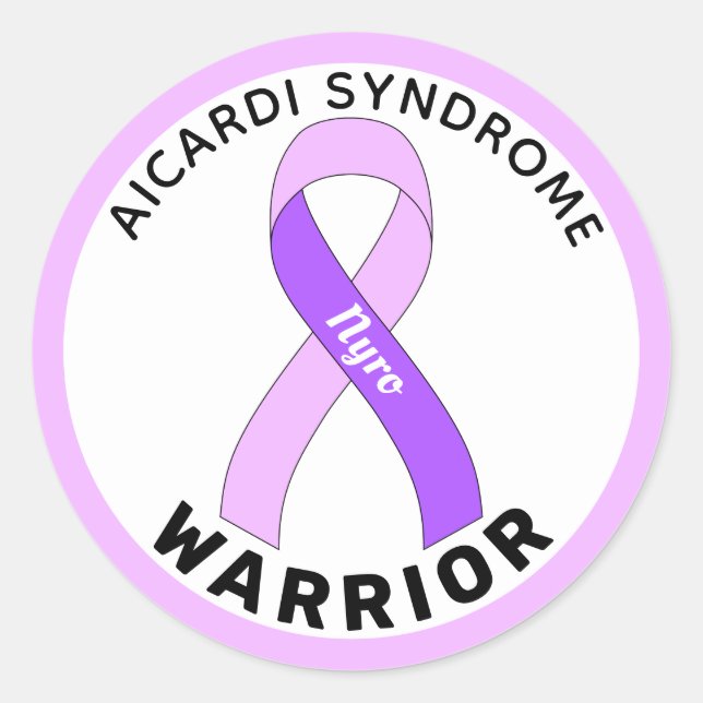 Aicardi-Syndrom Warrior Ribbon White Runder Aufkleber (Vorderseite)