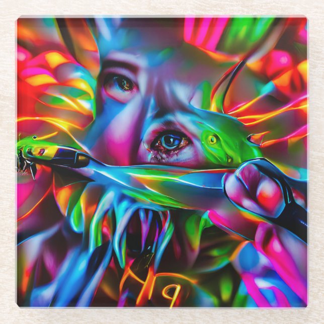 Aichmophobie: Vivid Surreal Art Glasuntersetzer (Vorderseite)