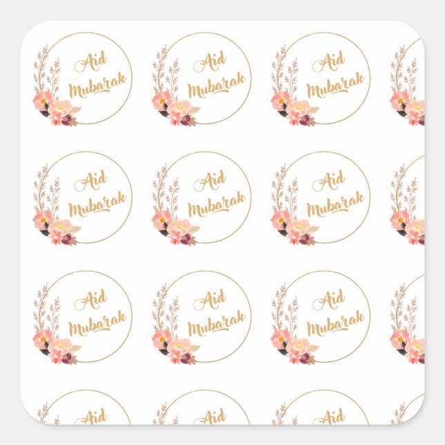 Aid Mubarak Quadratischer Aufkleber (Vorderseite)