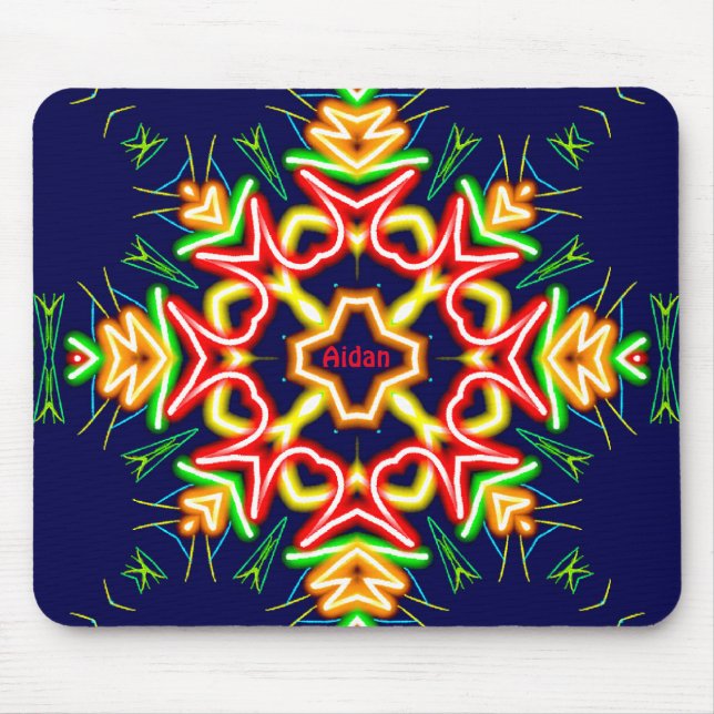 AIDAN ~ Fluor Abstraktes Muster ~ Personalisiert Mousepad (Vorne)