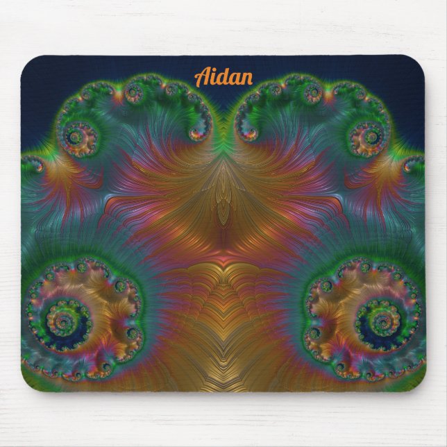 AIDAN ~ Green Orange Yellow and Blue Design Mousepad (Vorne)