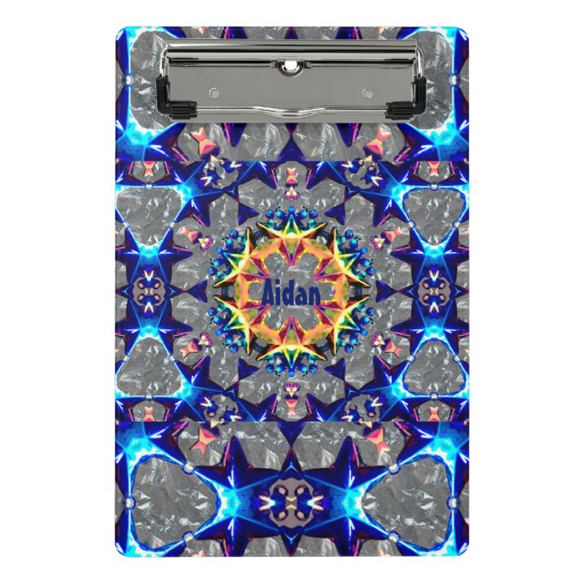 AIDAN ~ TRIPPY 3D Muster Personalisiert Mini Klemmbrett (Vorderseite)