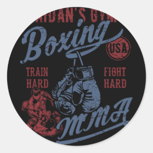 Aidans Fitnessstudio Boxen Mma Retro-Design für de Runder Aufkleber