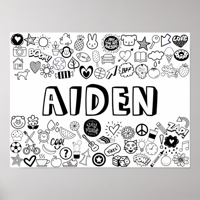 'AIDEN' Color-it-Yourself-Kontur-Design Poster (Vorne)