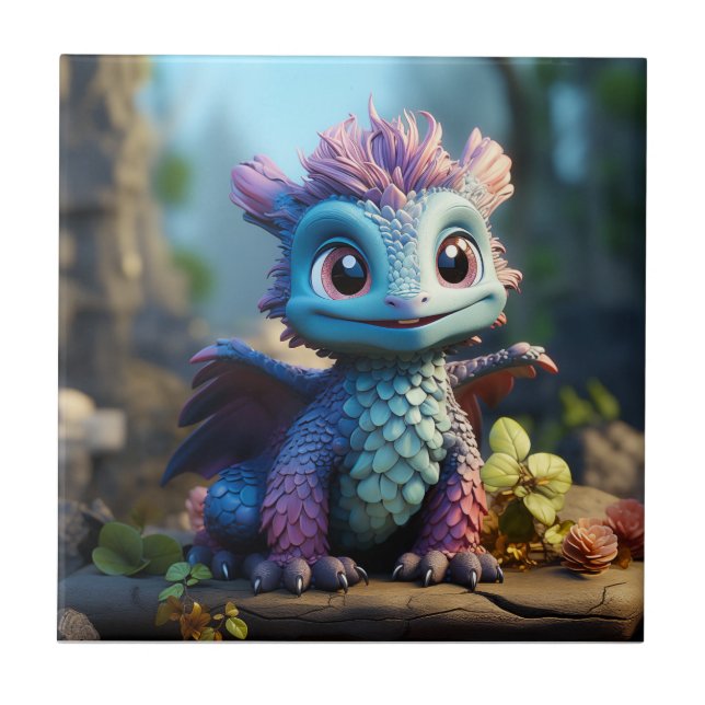Aiden, ein Whimsikischer Drache Fliese (Vorderseite)