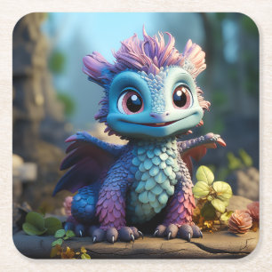 Aiden, ein Whimsikischer Drache Rechteckiger Pappuntersetzer