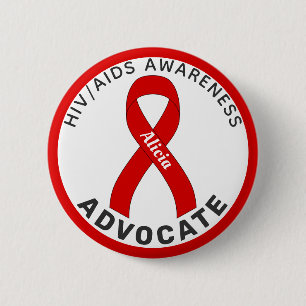 Aids-Advocation Ribbon White Button