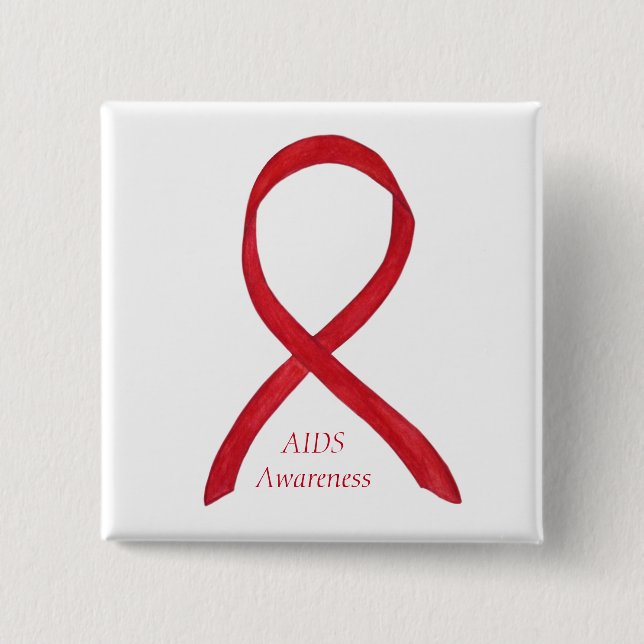 Aids Awareness Ribbon Custom Art Button (Vorderseite)