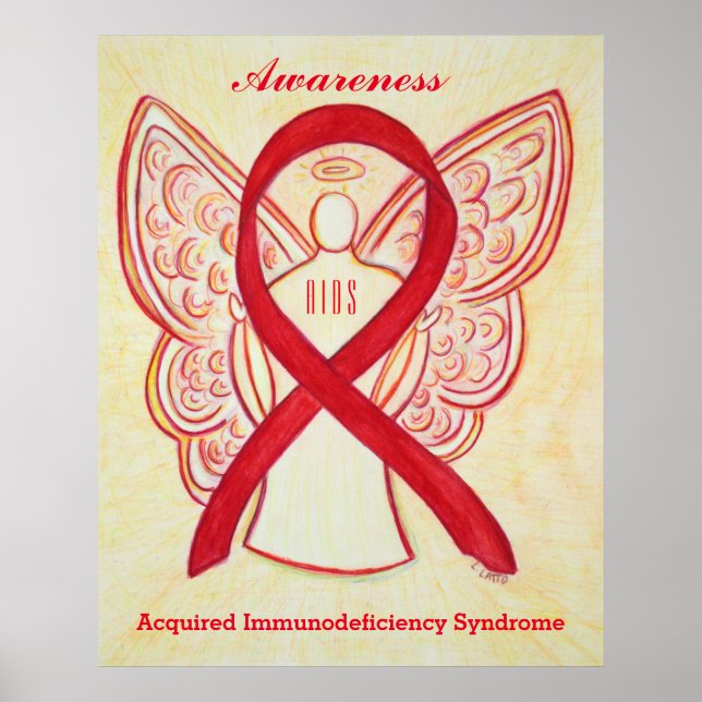 Aids Awareness Ribbon Red Angel Custom Art Posters Poster (Vorne)